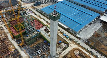 80米高煙囪、提前14天封頂！